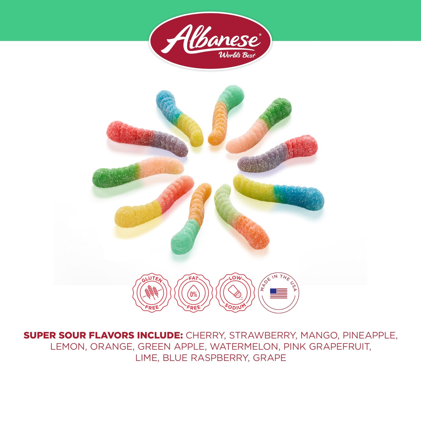 Albanese World'S Best Sour 12 Flavor Mini Gummi Worm Gummies, 0.85Oz Bag Of Candy (Pack Of 200)