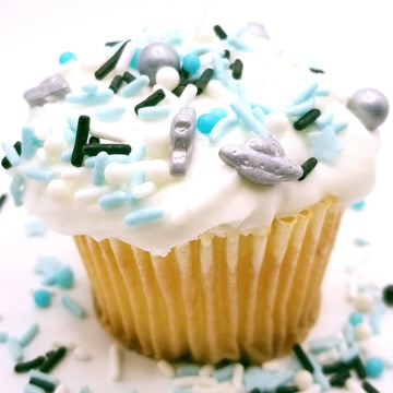 Ncs Blue, Silver, White, And Black Ufo Spaceship Edible Candy Sprinkles, 8 Ounces - Great For Cupcakes, Cookies, Cakes, Cakes Po