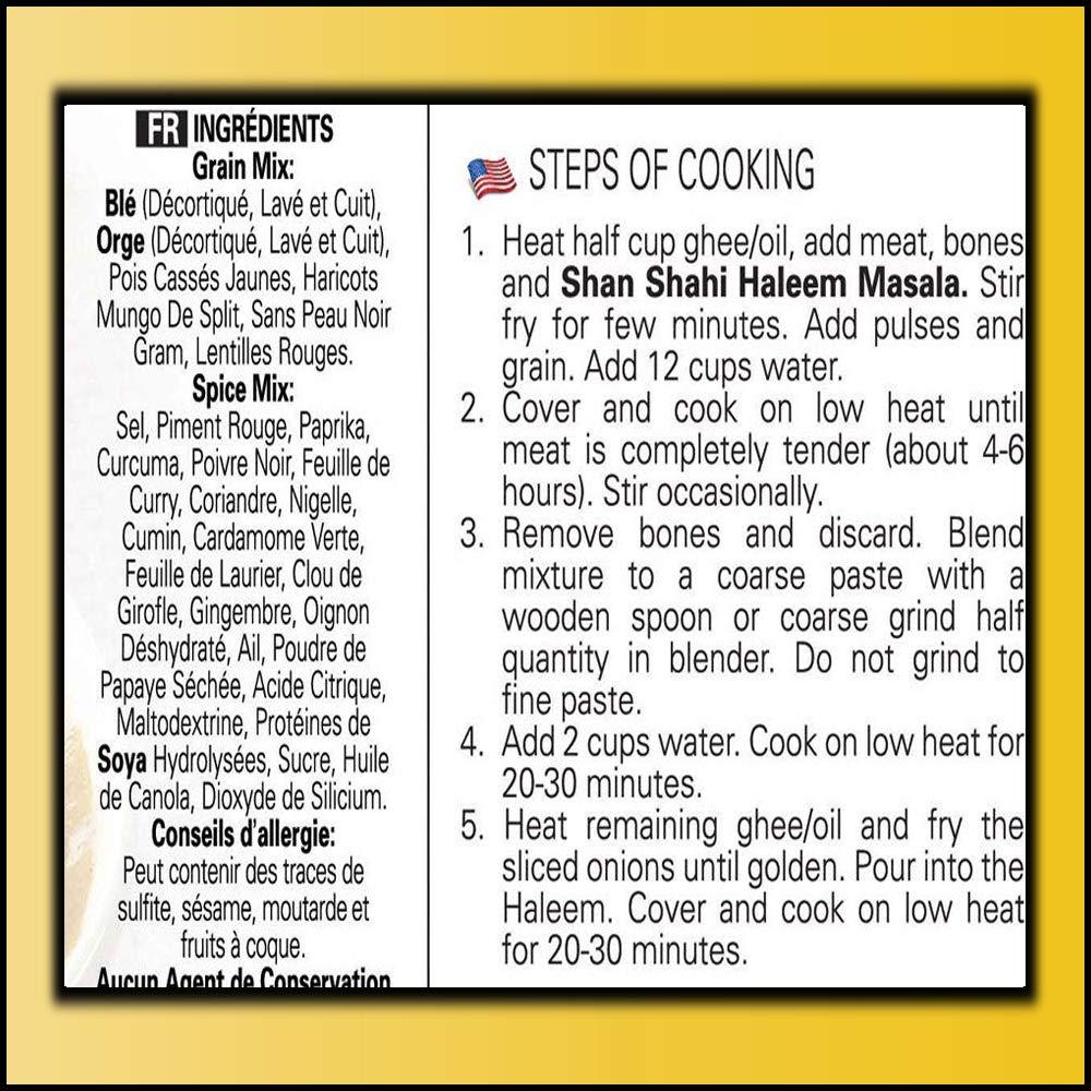 Shan Shahi Haleem Recipe Mix - Spice Powder for Meat, Lentil & Wheat Curry - 10.5 oz (300g) - Vegetarian - Airtight Bag in Box