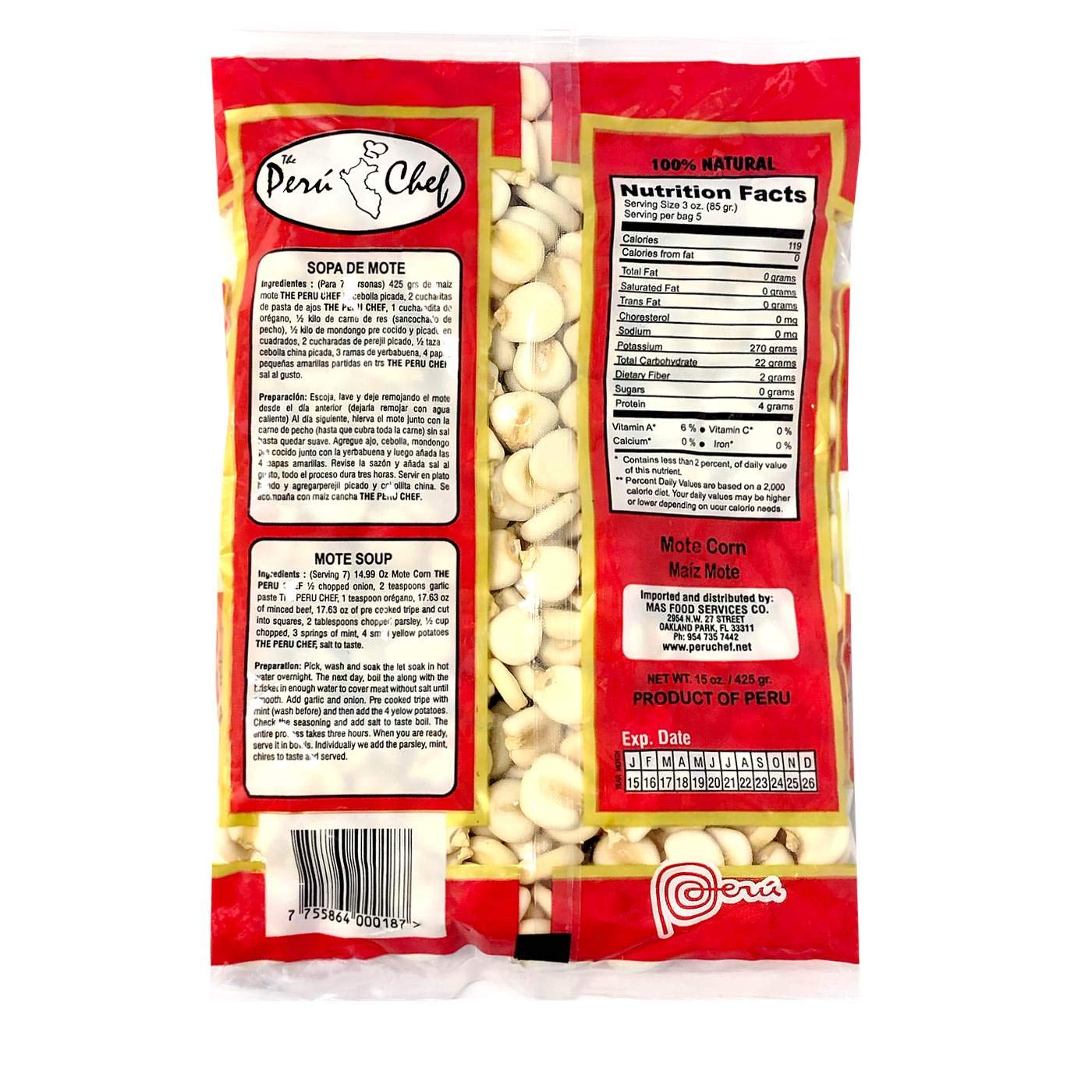 Peruchef Maiz Mote Pelado Peruano | Mote Corn 3 Pack