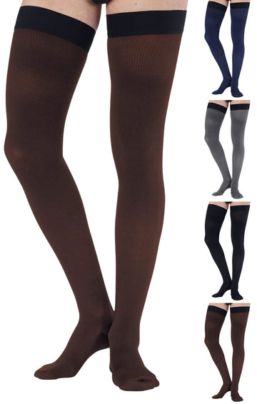 7Xl Plus Size Compression Thigh Hi Socks For Men 20-30 Mmhg With Grip Top - Mens Graduated Compression Stockings Hose For Improv
