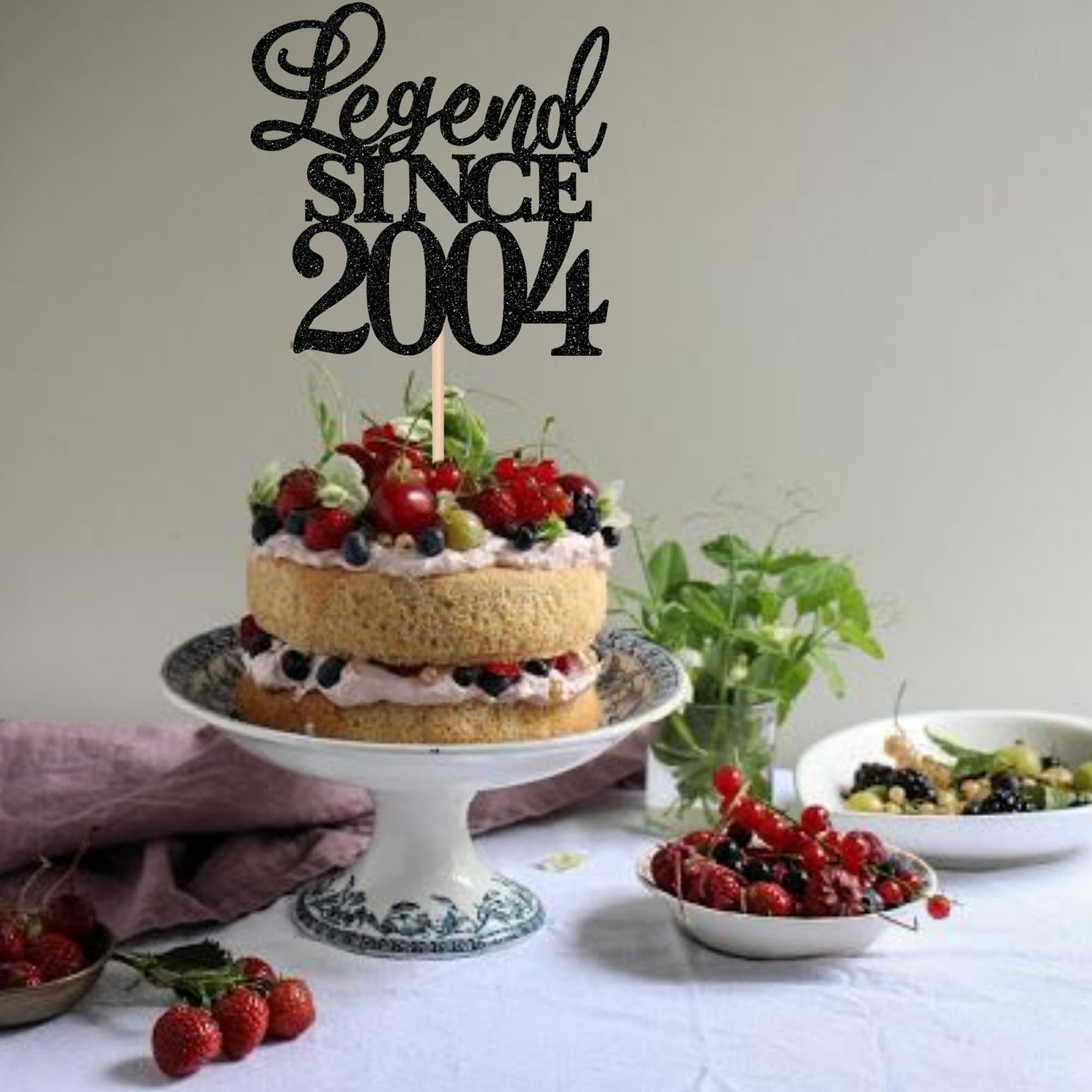 Rssta i Cake Topper, Glitter 21st Birthday Decoration, Black, Cheers to 21 Years, Perfect for Weddings and Anniversaries