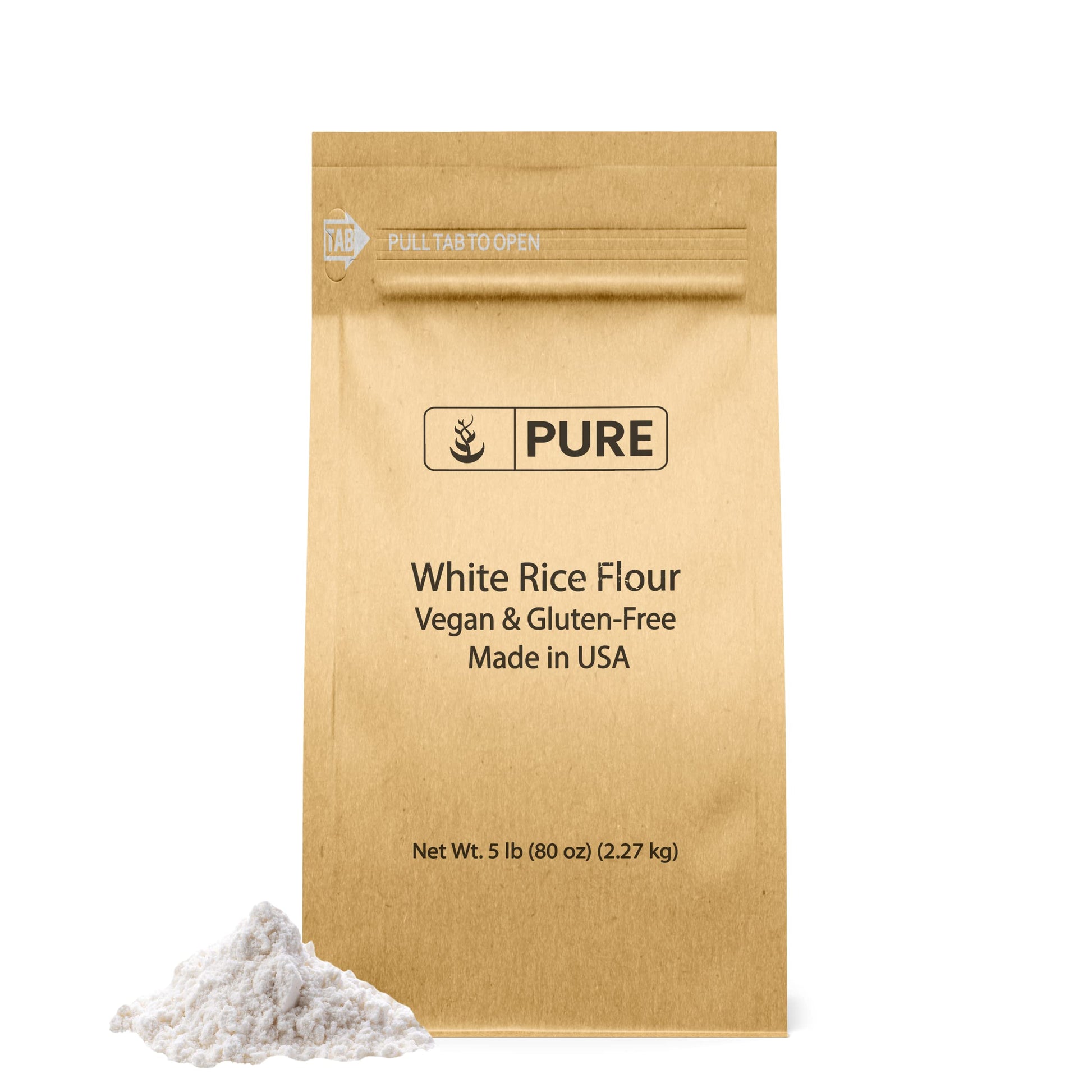 Pure Original Ingredients White Rice Flour (5 Lb) Unbleached & Untreated, Flour Alternative, Vegan.