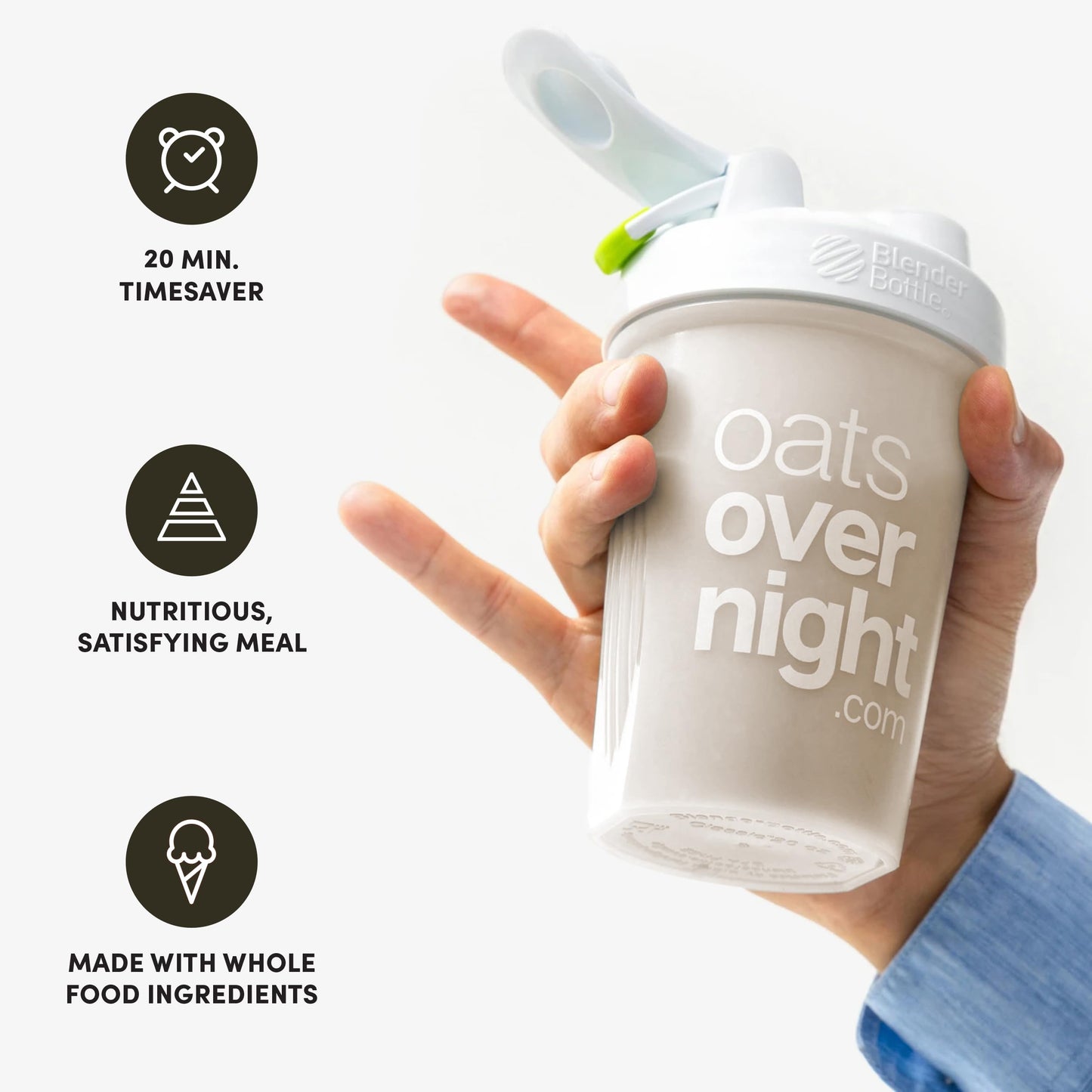 Oats Overnight Cookies & Cream Overnight Oats - 20g Whey Protein, Gluten Free, 2.7 oz (Pack of 16)
