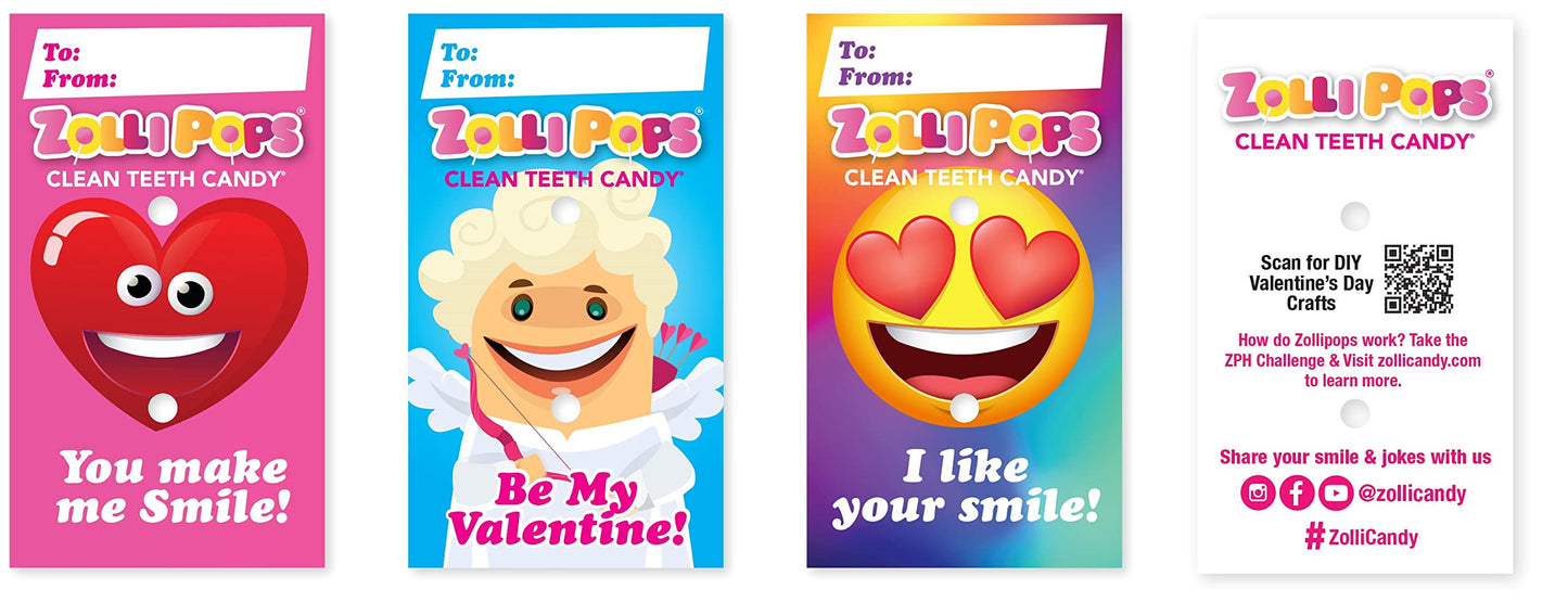 Zollipops Valentines with 22 Zolli Grams Fruit Assorted 5.2oz (Angel) - Spread Love with a Sweet and Dental-Friendly Valentines