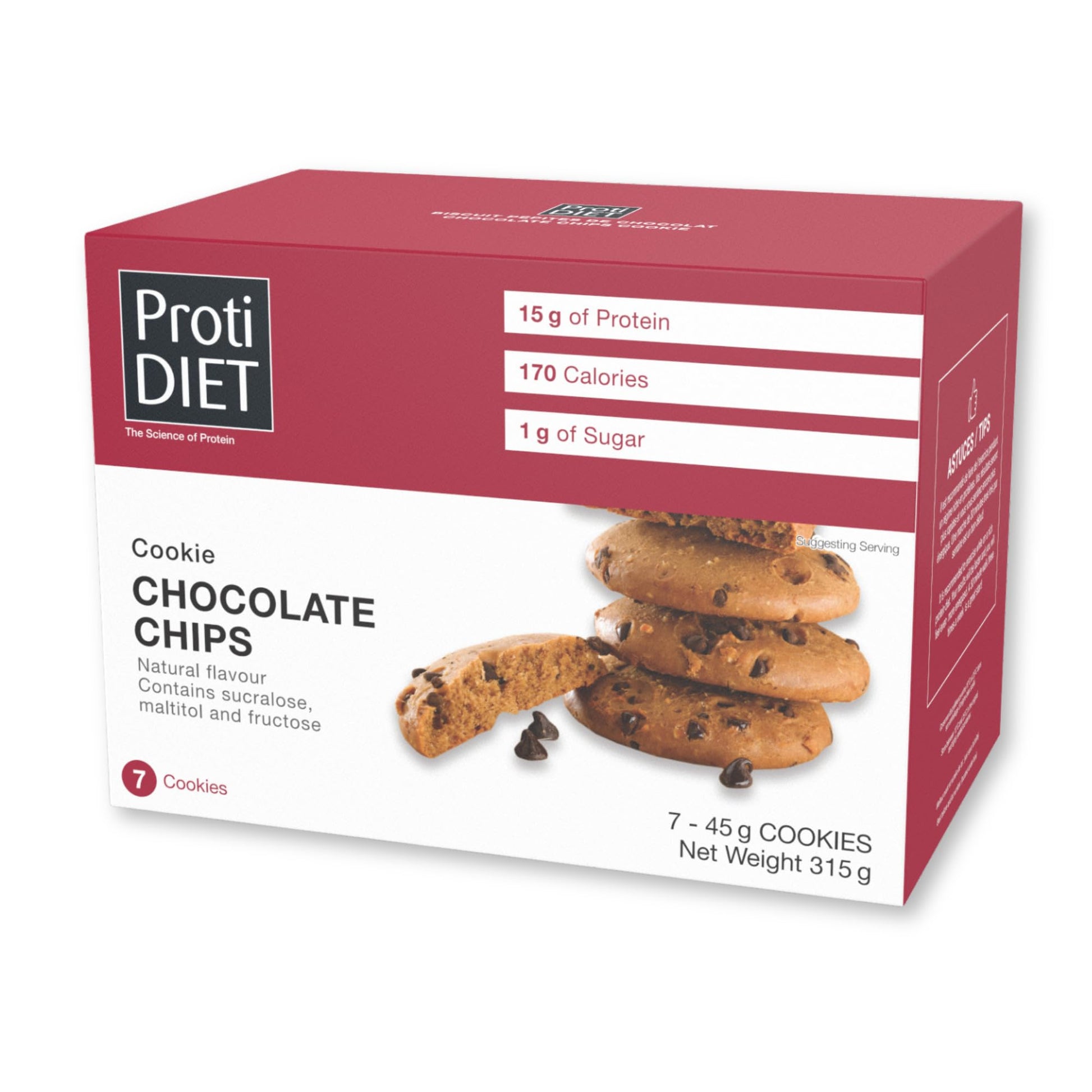 Protidiet Protein Chocolate Chip Cookies - 45G Cookie With 15G Protein - No Trans Fat  High Protein Healthy Chocolate Snacks  Satisfying Post-Workout Treat - 7 Protein Cookies Per Box