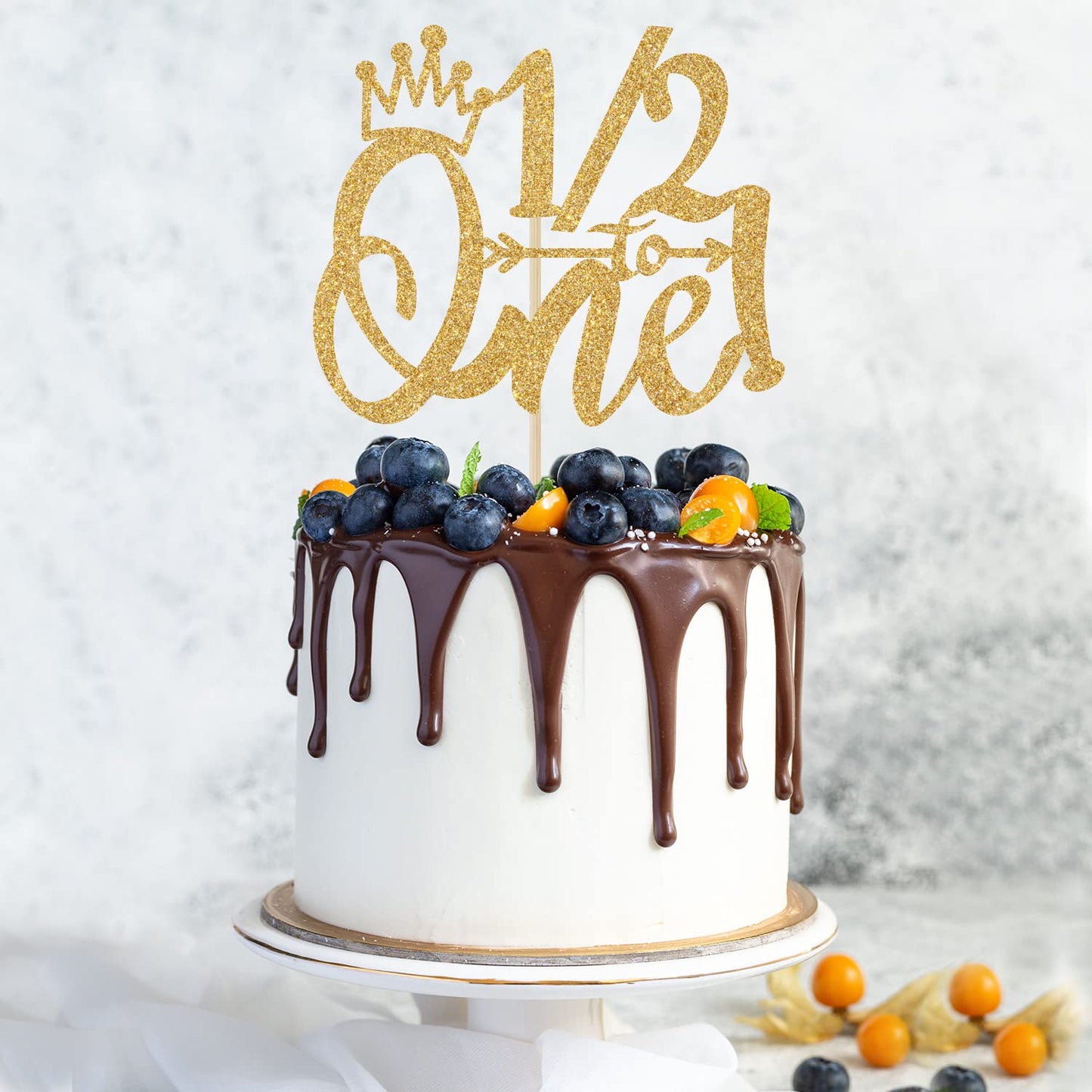 1/2 Way To One Cake Topper, Half Way To One, 1/2 Birthday Cake Topper, For Baby Boys Girls 6 Months Birthday Party Decorations G