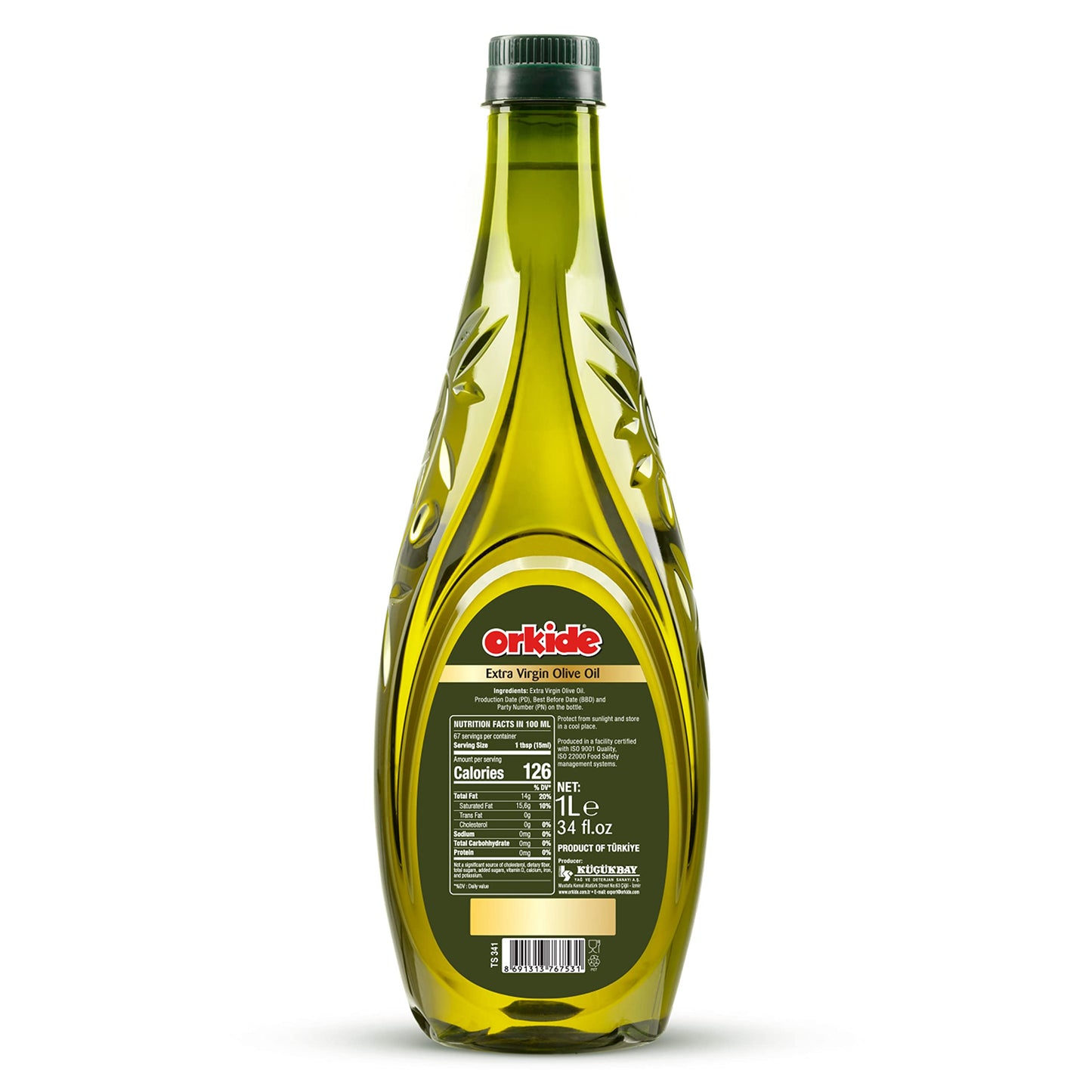 Orkide Extra Virgin Olive Oil Robust Mediterranean Blend, Ffa 0.3, Polyphenol+400 (34 Fl Oz)