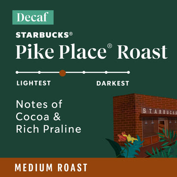Starbucks Ground Coffee Decaf Pike Place Roast 100% Arabica 12 oz (Pack of 3) Coffee