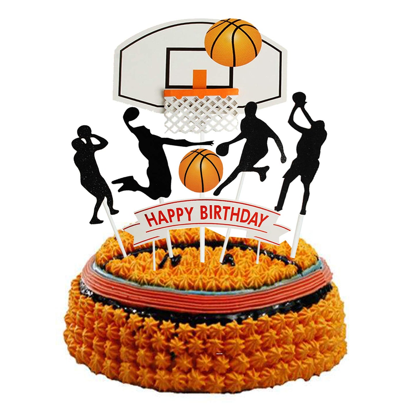 Set Of 7 Basketball Letters Diy Happy Birthday For Boy Cake Topper Sport Cake Party Decorations Sports Party Supplies