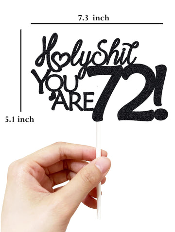 Veegood 72 Cake Toppers, 72 Birthday Cake Toppers-Black Glitter, Funny 72Nd Cake Topper For Men For Women, 72Nd Birthday Decorat