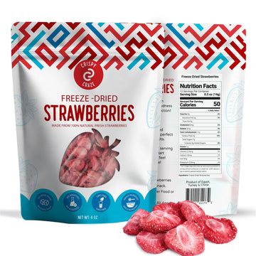 Crispy Craze Freeze Dried Strawberries Bulk, 6 Oz - Sliced Strawberry Fruit Crisps, Non GMO, Healthy Snack with No Added Sugar &