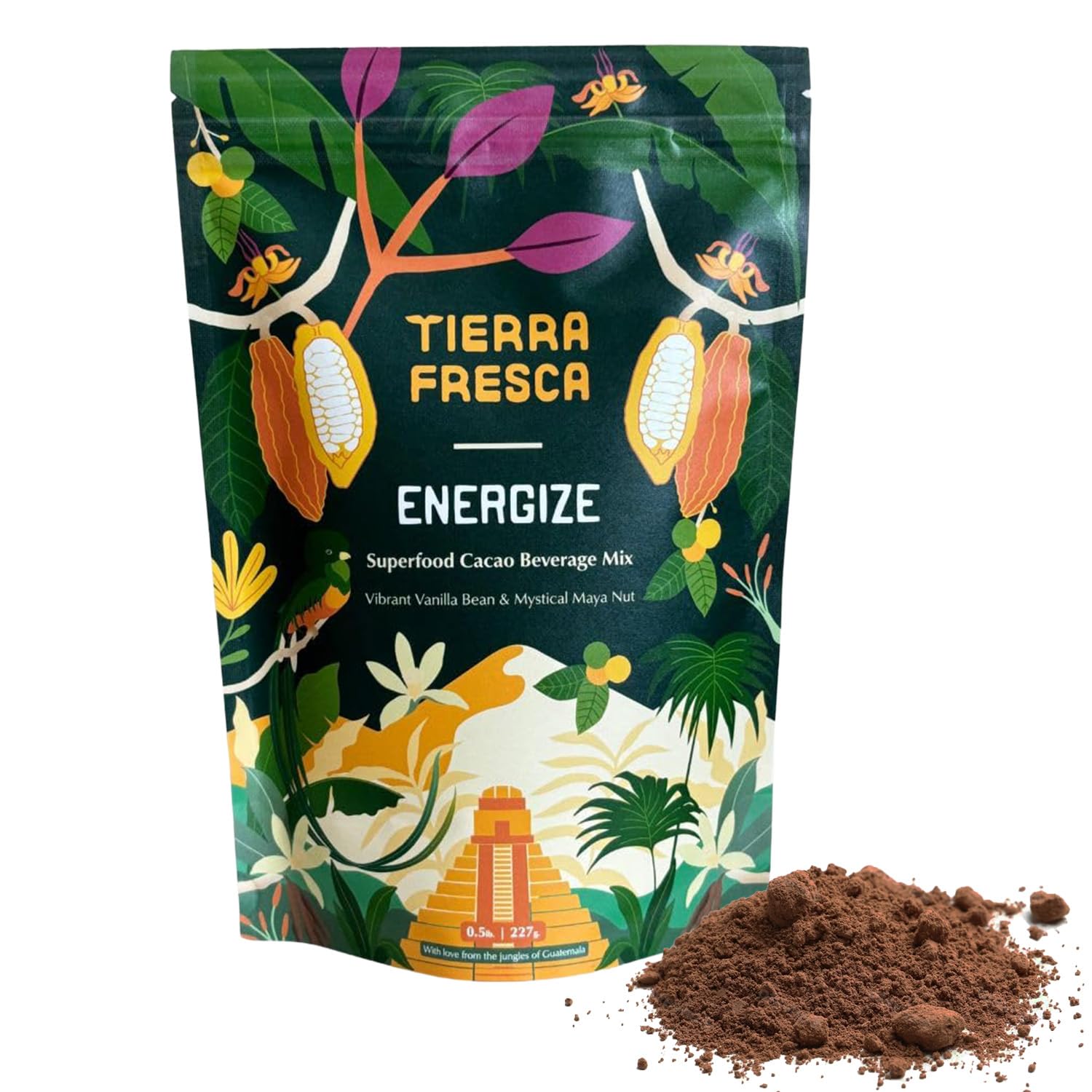 Organic Ceremonial Cacao Beverage Mix - Pure Ceremonial Grade Cacao Sustainably Sourced from Guatemala, Dark Chocolate Powder Su