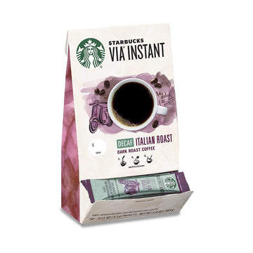 Starbucks Via Instant Coffee, Dark Roast Coffee, Decaf Italian Roast, 100% Arabica, 1 Box (50 Packets)