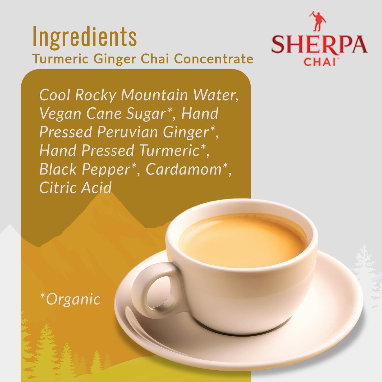 Sherpa Chai Spicy,Turmeric Ginger Organic Chai Tea Concentrate,128 Oz- Himalayan Black Tea Concentrate W/Freshly Pressed Ginger-
