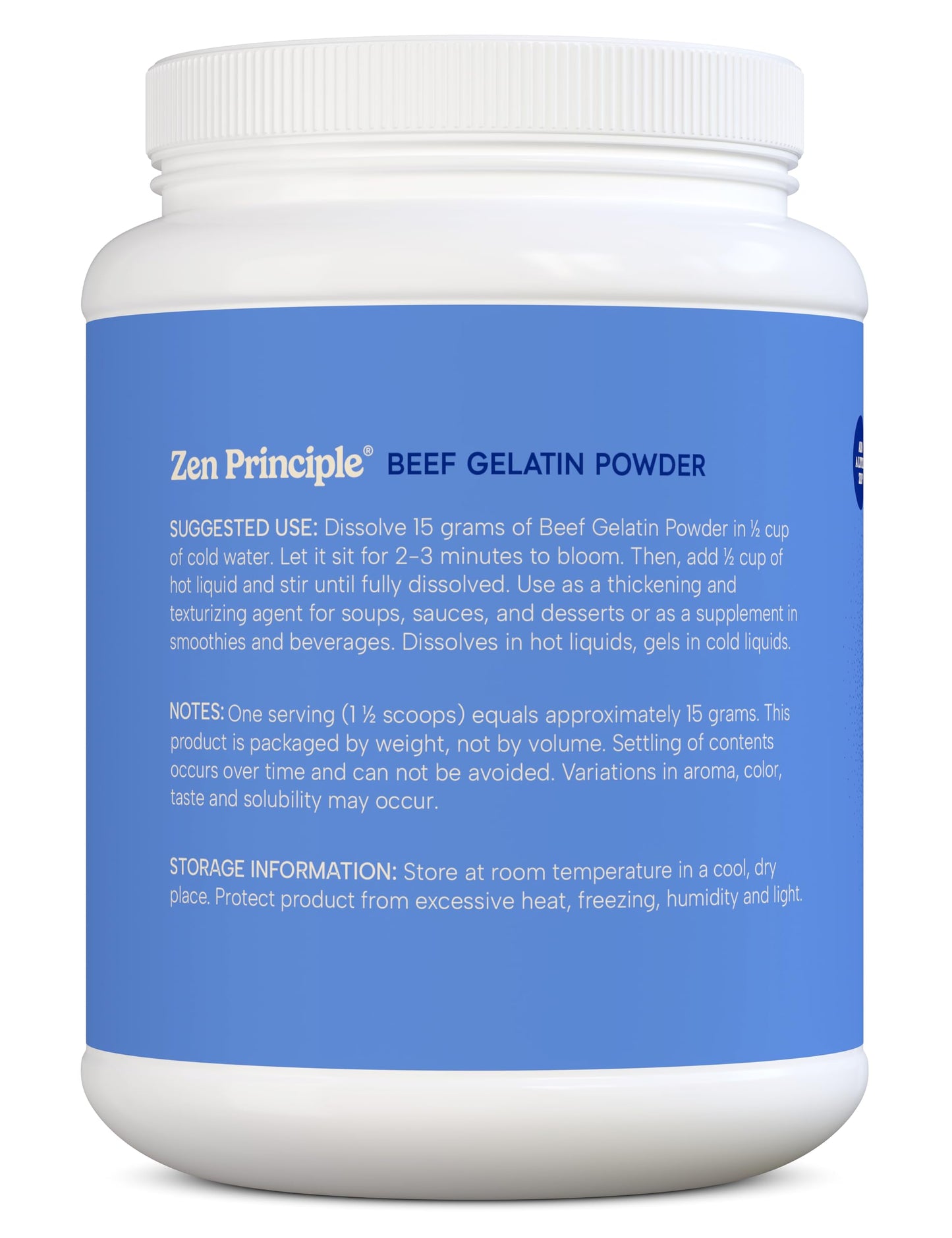 Zen Principle Grass-Fed Gelatin Powder, Unflavored, 3 lb, Paleo & Keto Friendly, Non-GMO, Gluten-Free
