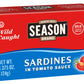 Season Sardines In Tomato Sauce - Wild Caught, 22G Of Protein, Keto Snacks, More Omega 3'S Than Tuna, Kosher, High In Calcium, Canned Sardines - 4.37 Oz Tins, 12-Pack