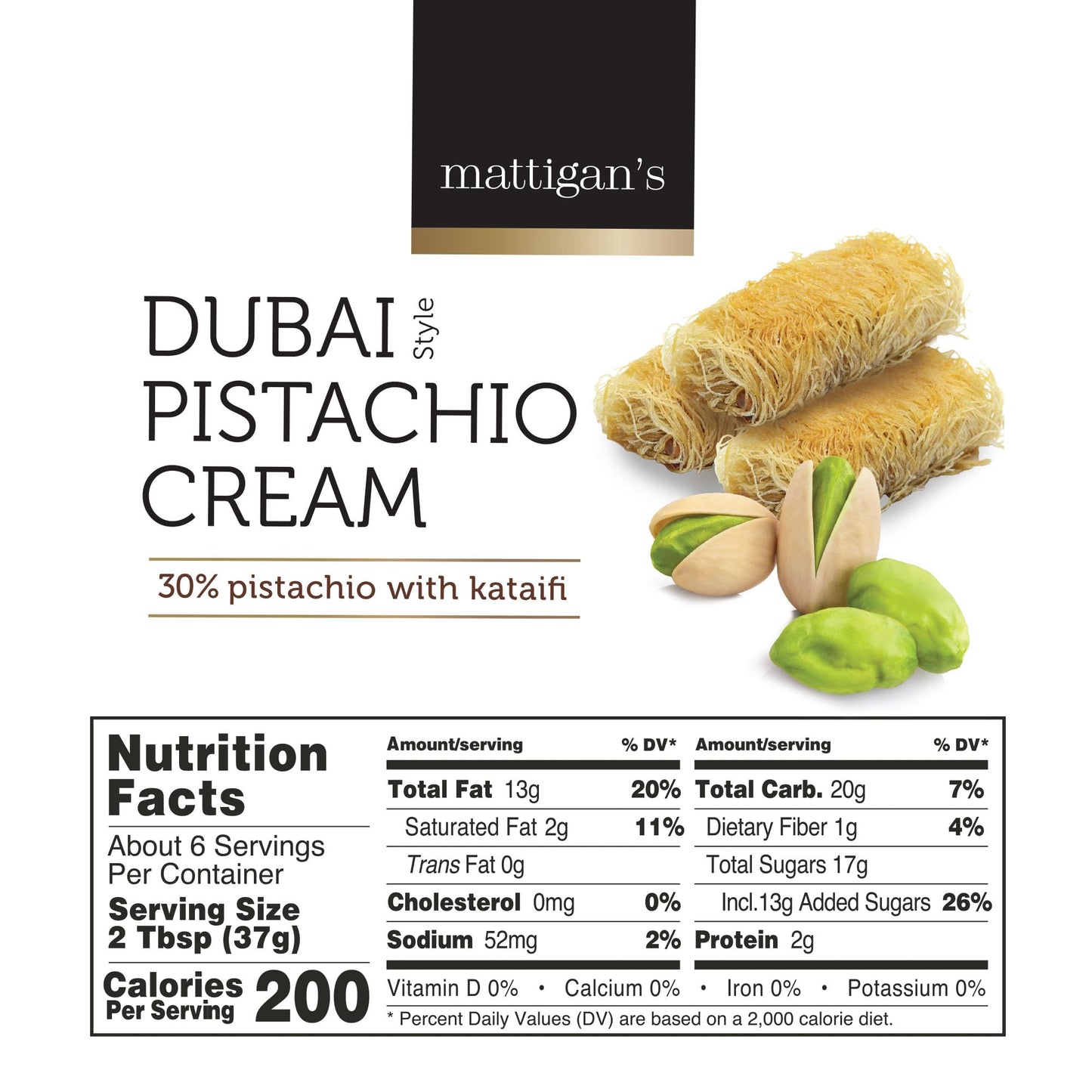 Mattigan’S Award-Winning Dubai Style Pistachio Cream With Crispy & Crunchy Kataifi, Make Your Own Viral Dubai Chocolate Bars, Gourmet Pistachio Spread – Great For Toppings, Fillings, & Gifts – 7.05 Oz
