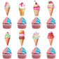 Ercadio 32 Pack Double Sided Ice Cream Cupcake Toppers Glitter Cupcake Picks for Baby Shower Birthday Summer Hawaii Theme Party 