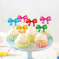 Cyodoos 24Pcs Color Bowknot Cupcake Toppers Cake Dessert Picks Decoration For Baby Shower Princess Cupcake Toppers For Birthday