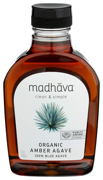 Madhava Organic Agave, Bottle, 100% Pure Organic Blue Agave Nectar, amber, 1.06 Pound