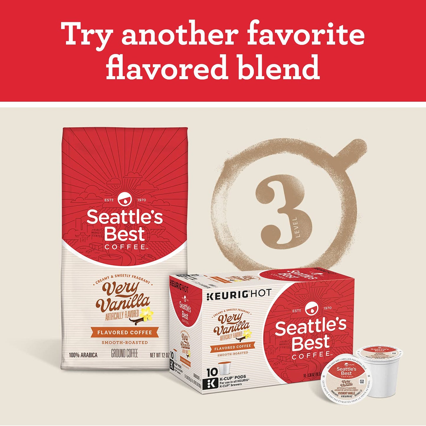 Seattle’S Best Coffee K-Cups, Toasted Hazelnut - Smooth Roasted Flavored Ground Coffee, 10 K-Cup Pods/Pack (Pack Of 3)