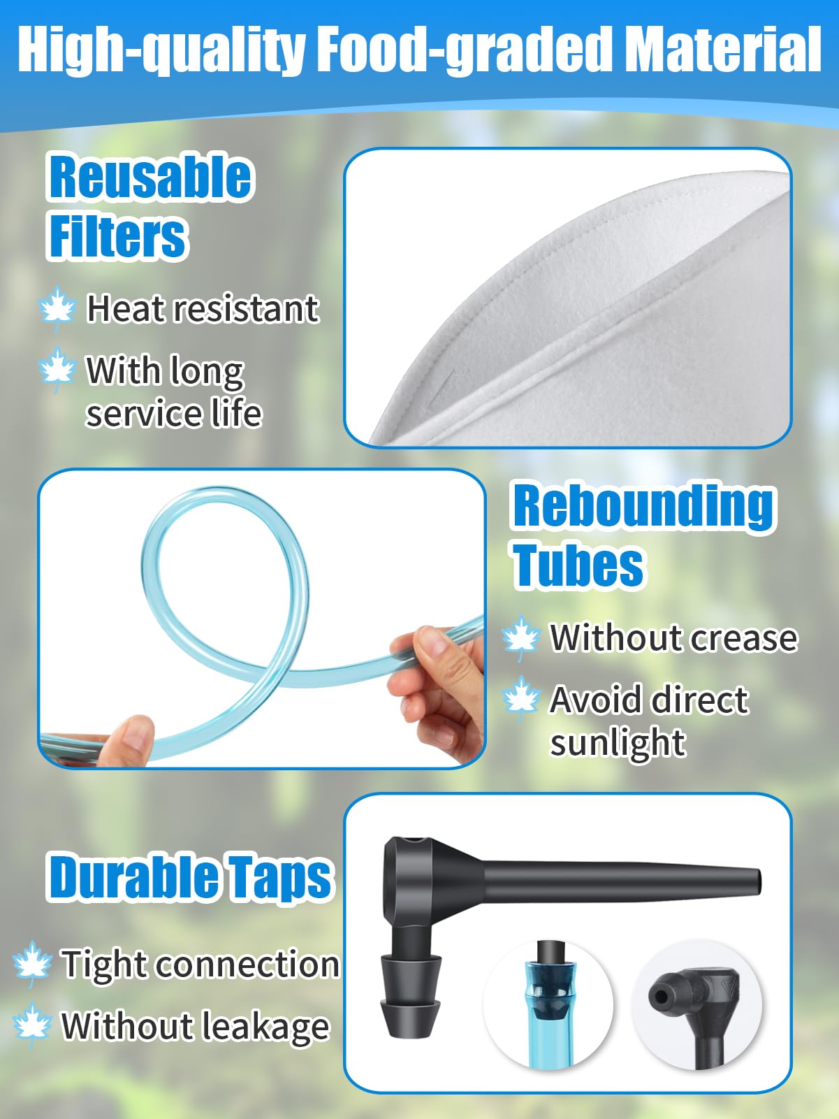 Aulock Maple Syrup Tapping Filter Kit - 10 Taps, 3 Filters, 10 Food Grade Tubes, 3ft Size, 5.8 Fl Oz (Pack of