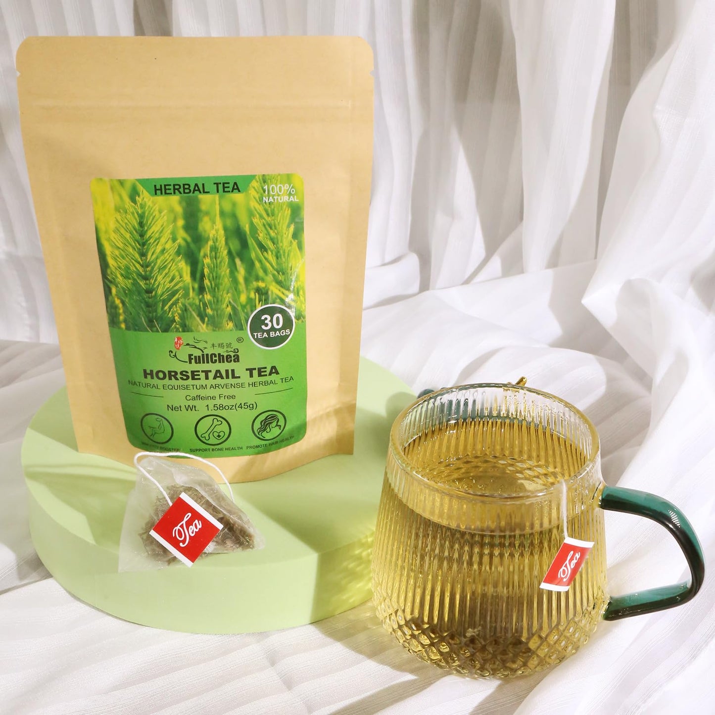 FullChea Horsetail Tea - Premium Dried Herb for Hair & Nails - Non-GMO - Caffeine-Free - 30 Count