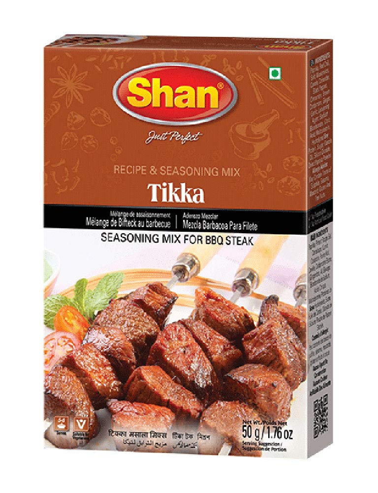 Shan Tikka Recipe And Seasoning Mix 1.76 Oz (50G) - Spice Powder For Traditional Style Bbq Steak Mix - Suitable For Vegetarians 