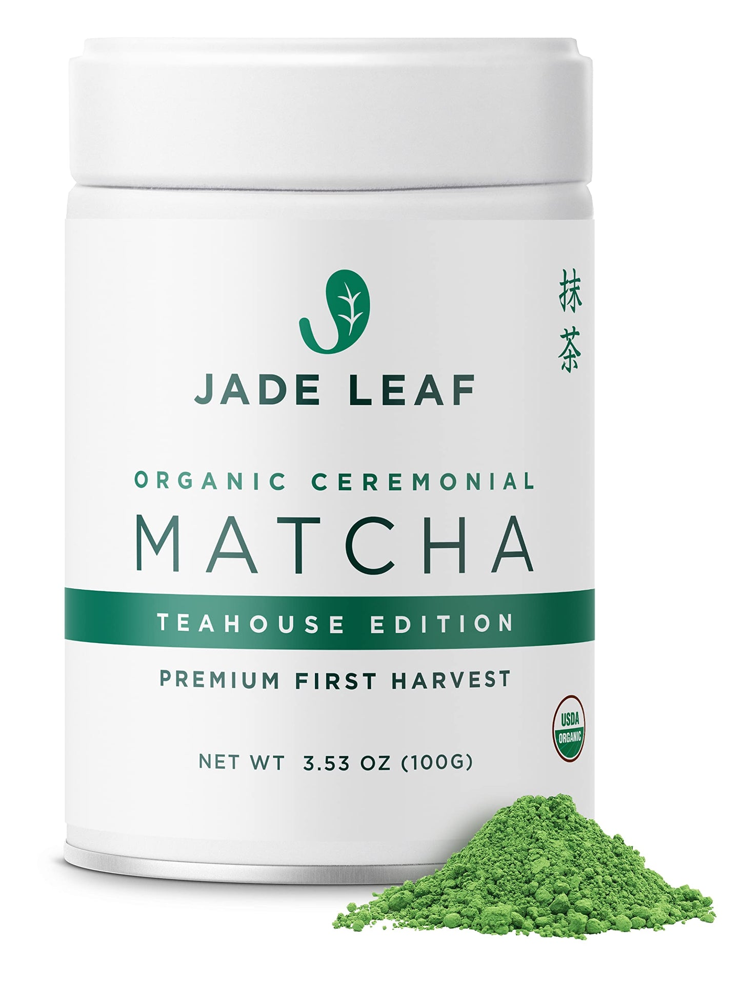 Jade Leaf Matcha Organic Ceremonial Grade Matcha Green Tea Powder - Teahouse Edition - 3.53 Ounce - Authentic Japanese Origin - Powder