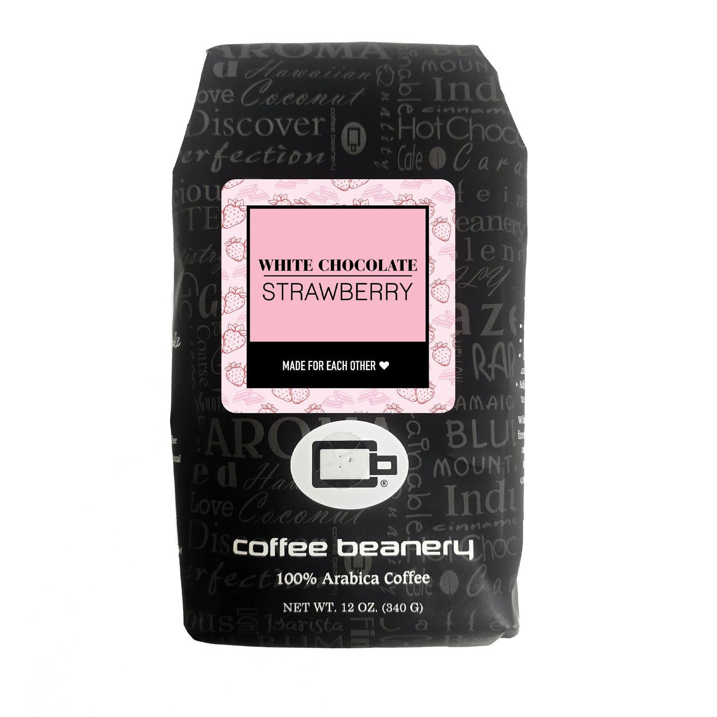 White Chocolate Strawberry Flavored Coffee  Specialty Arabica Coffee  Medium Roast  12 Ounce  Automatic Drip (Ground)