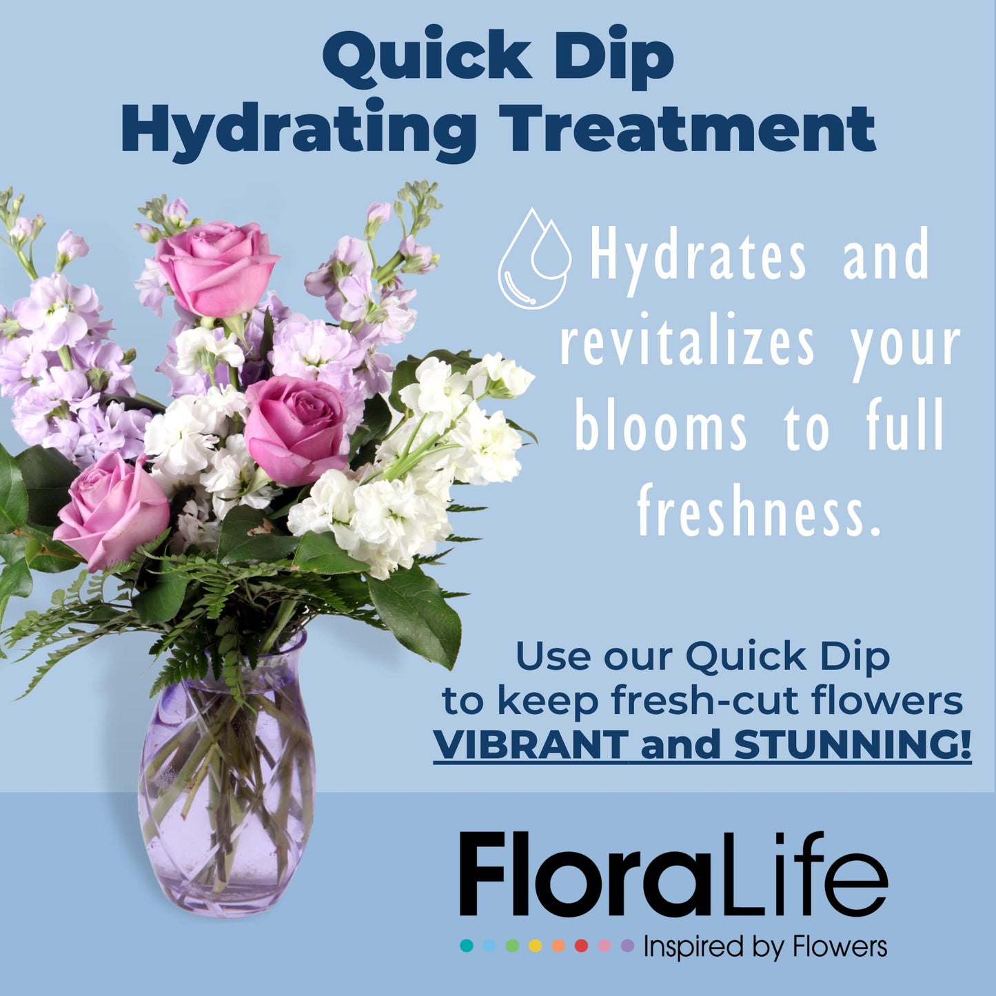 Floralife Quick Dip - Instant Hydrating Treatment Solution For Preserving Fresh-Cut Flowers - 8Oz