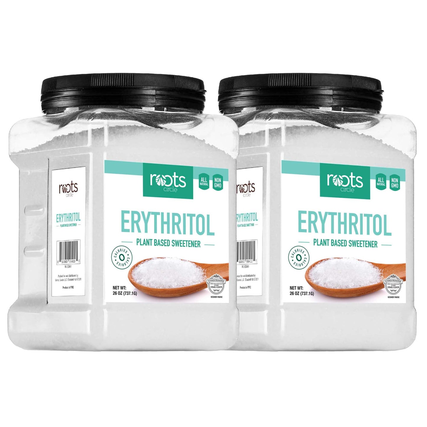 Roots Circle Erythritol Sweetener - Zero Calorie, Keto Friendly, Non-GMO, Gluten-Free - 26 Ounce (Pack of 2)