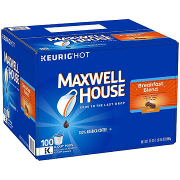 Maxwell House Breakfast Blend Coffee, K-Cup Pods,100 Count