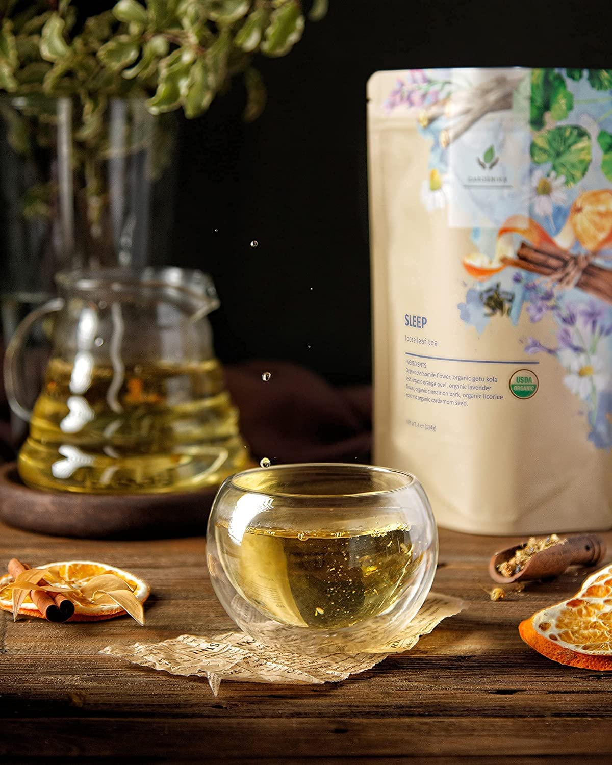 Gardenika Organic Sleep Loose Leaf Tea, Herbal Caffeine Free, Chamomile & Lavender, 4 Ounce (Pack of 3)