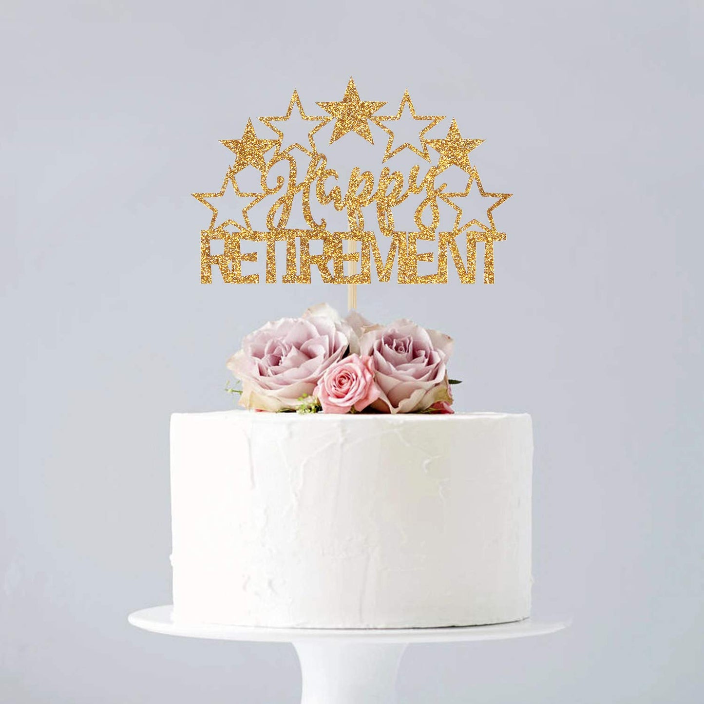 Happy Retirement Cake Topper - I'M Retired Cake Decor - Retirement Party Decorations Supplies For Men Or Women, Gold Glitter