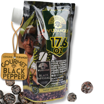Yupanqui Organic Black Peppercorns for Grinder Refill, 17.6oz Gourmet Whole Peppercorns