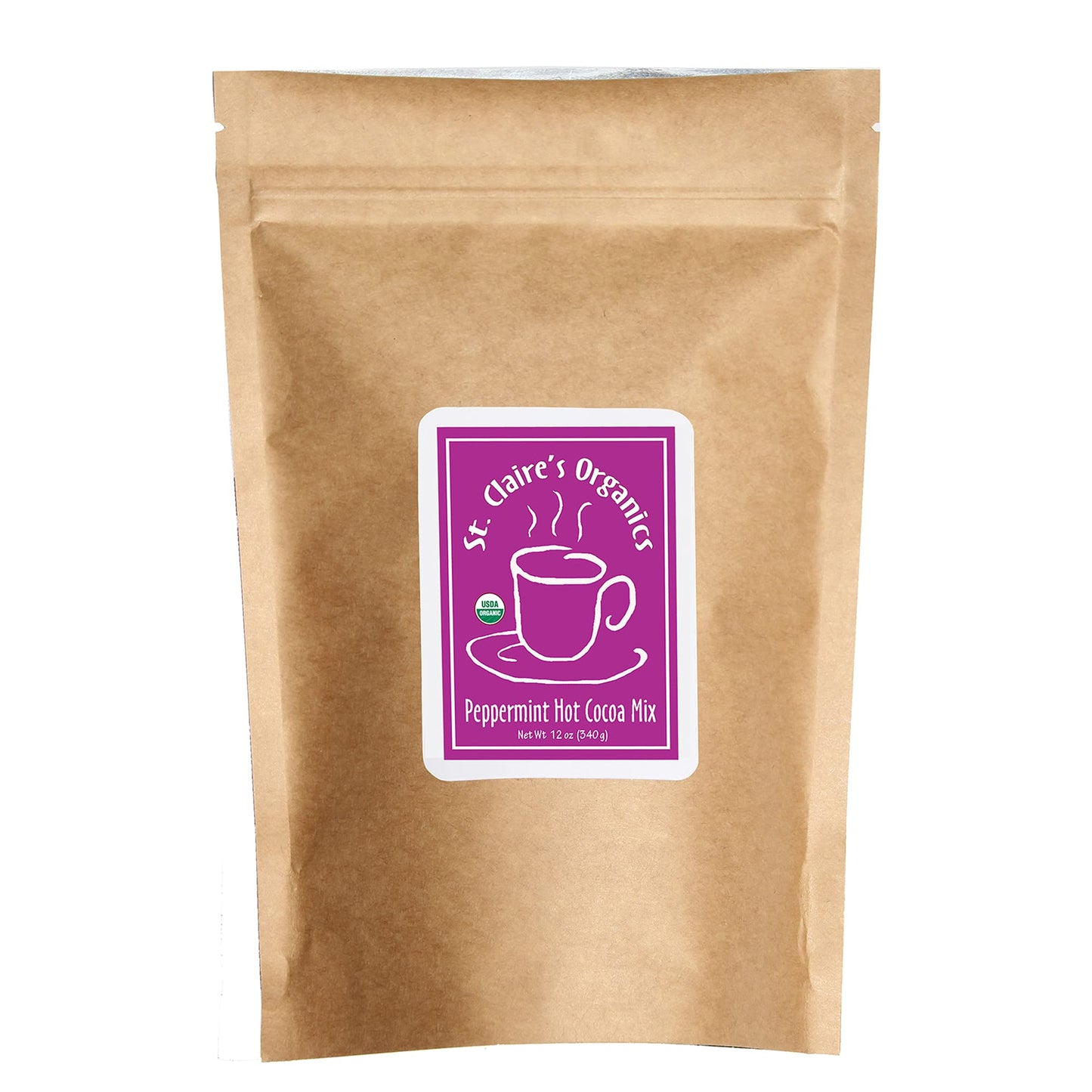 St. Claire'S Organic Gourmet Hot Cocoa, (Peppermint, 12 Ounce. Bag, 20 Servings) | Allergen-Free, Vegan, Gmo-Free, Gluten-Free |
