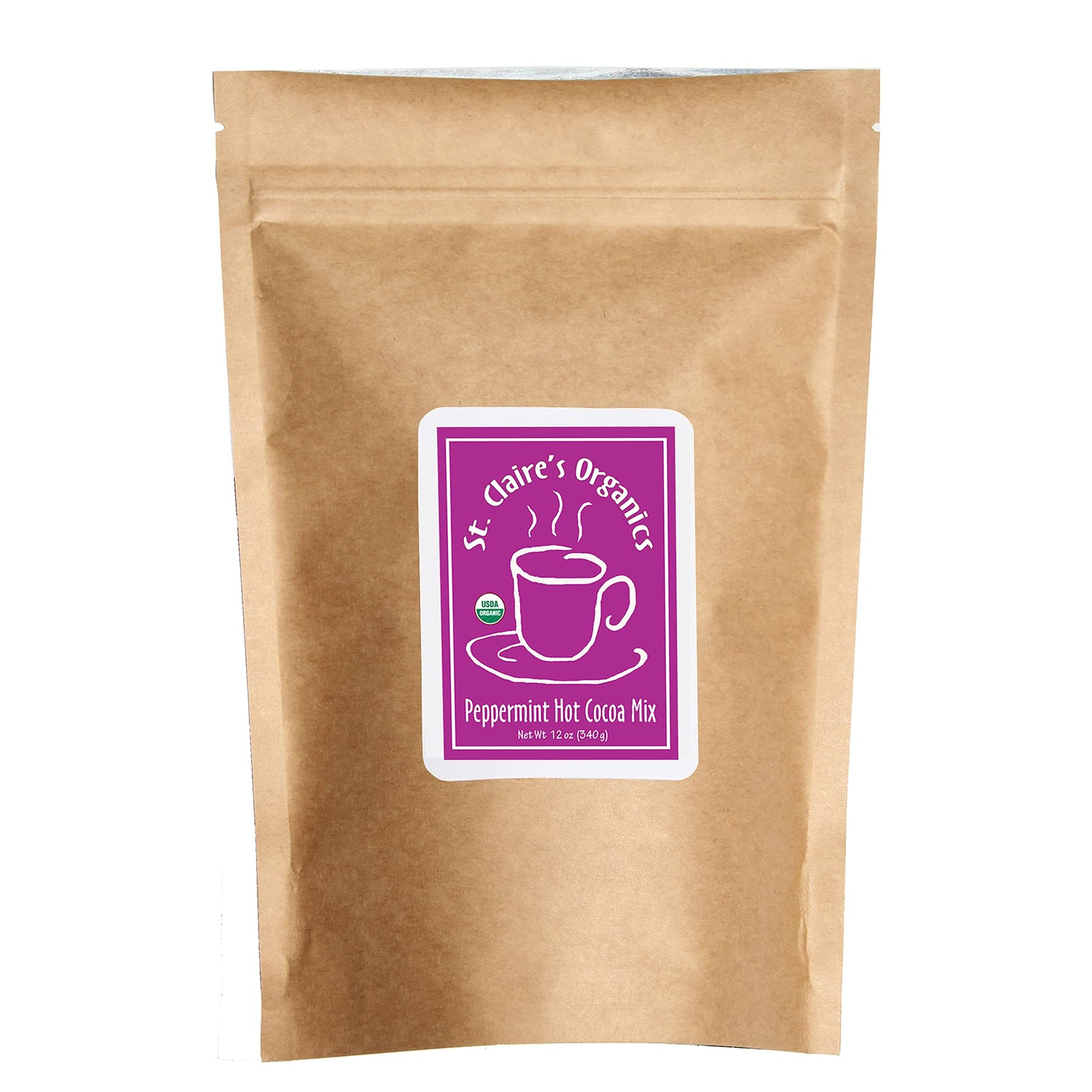 St. Claire'S Organic Gourmet Hot Cocoa, (Peppermint, 12 Ounce. Bag, 20 Servings) | Allergen-Free, Vegan, Gmo-Free, Gluten-Free |