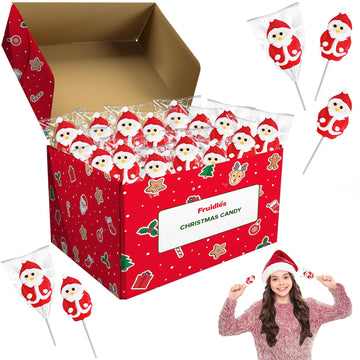 Fruidles Christmas Santa Lollipop, Santa Clause, Candy Canes Suckers, Mixed Fruit Flavor, Individually Wrapped Lollipops (12-Pac)