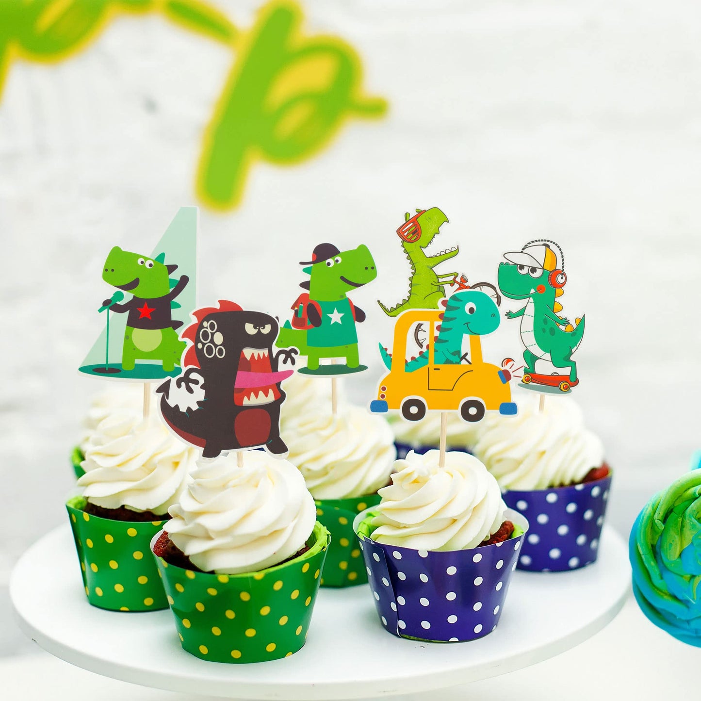 Gyufise 36 Pack Dinosaur Cupcake Toppers Cute Baby Shower Dinosaur Cake Toppers Baby Dinosaur Cupcake Picks For Dinosaur Kids Bi