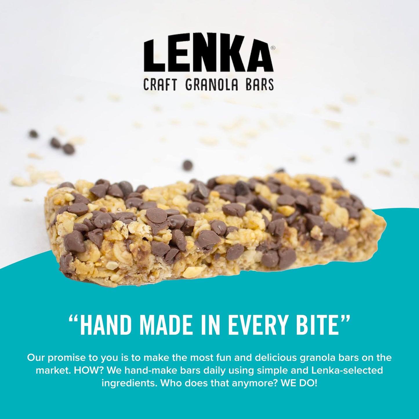 Lenka Handmade Craft Granola Bars - Peanut Butter & Chocolate Gluten Free High Fiber - Nutritious Snack Bar With Organic Granola