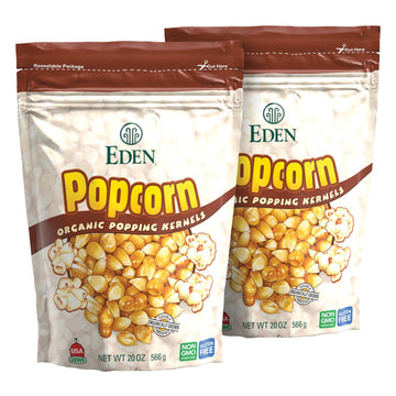 Eden Organic Yellow Popcorn Kernels, Non Gmo, Superior Popping Variety, 100% Whole Grain, 20 Oz (2-Pack)