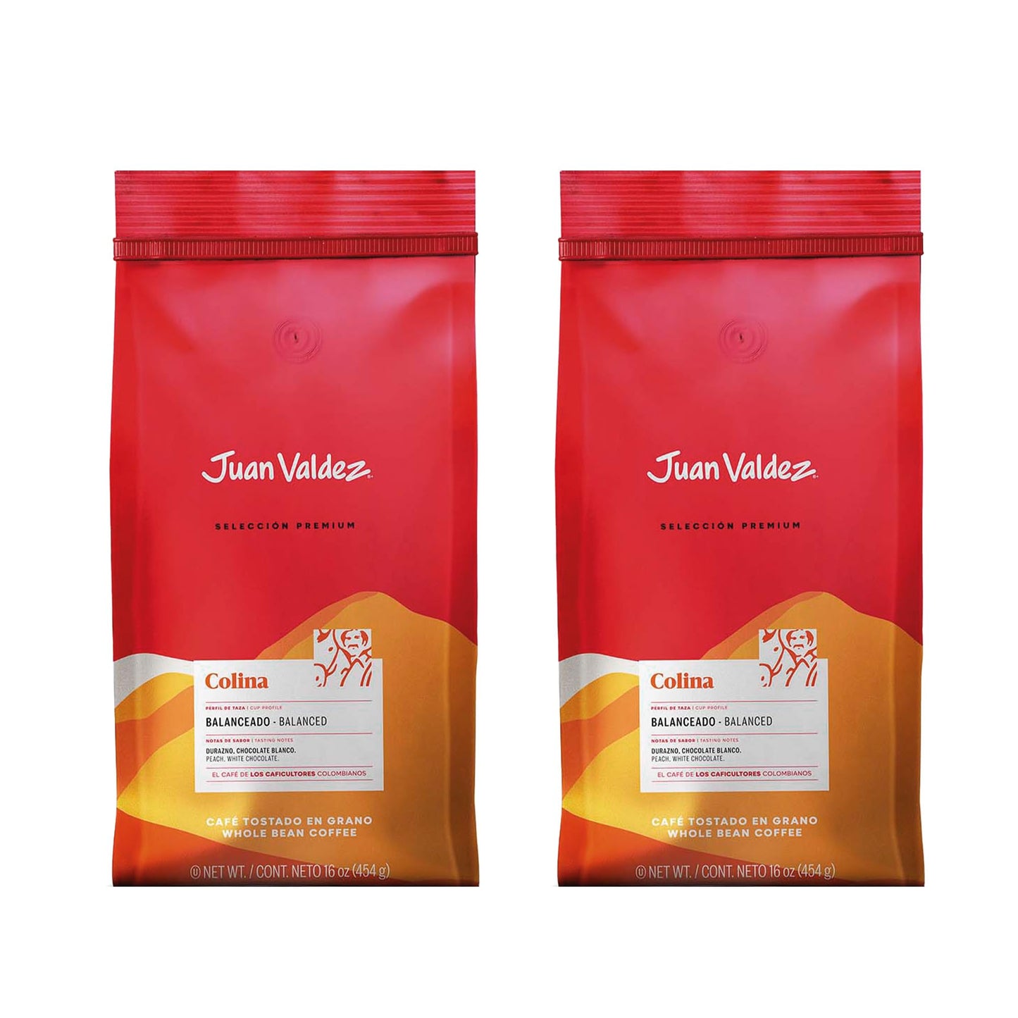 Juan Valdez Whole Bean Coffee - Balanced Roast, Premium Colombian, Pack of 2, 16 OZ