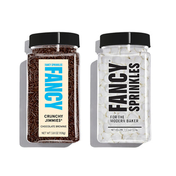 Fancy Sprinkles Gimme S'more Sprinkle Set featuring Chololate Jimmies and Mini Marshmallows For Dessert Decorating, Smores and H