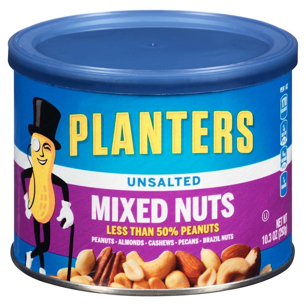 PLANTERS Unsalted Mixed Nuts - 10.3 oz, Pack of 4