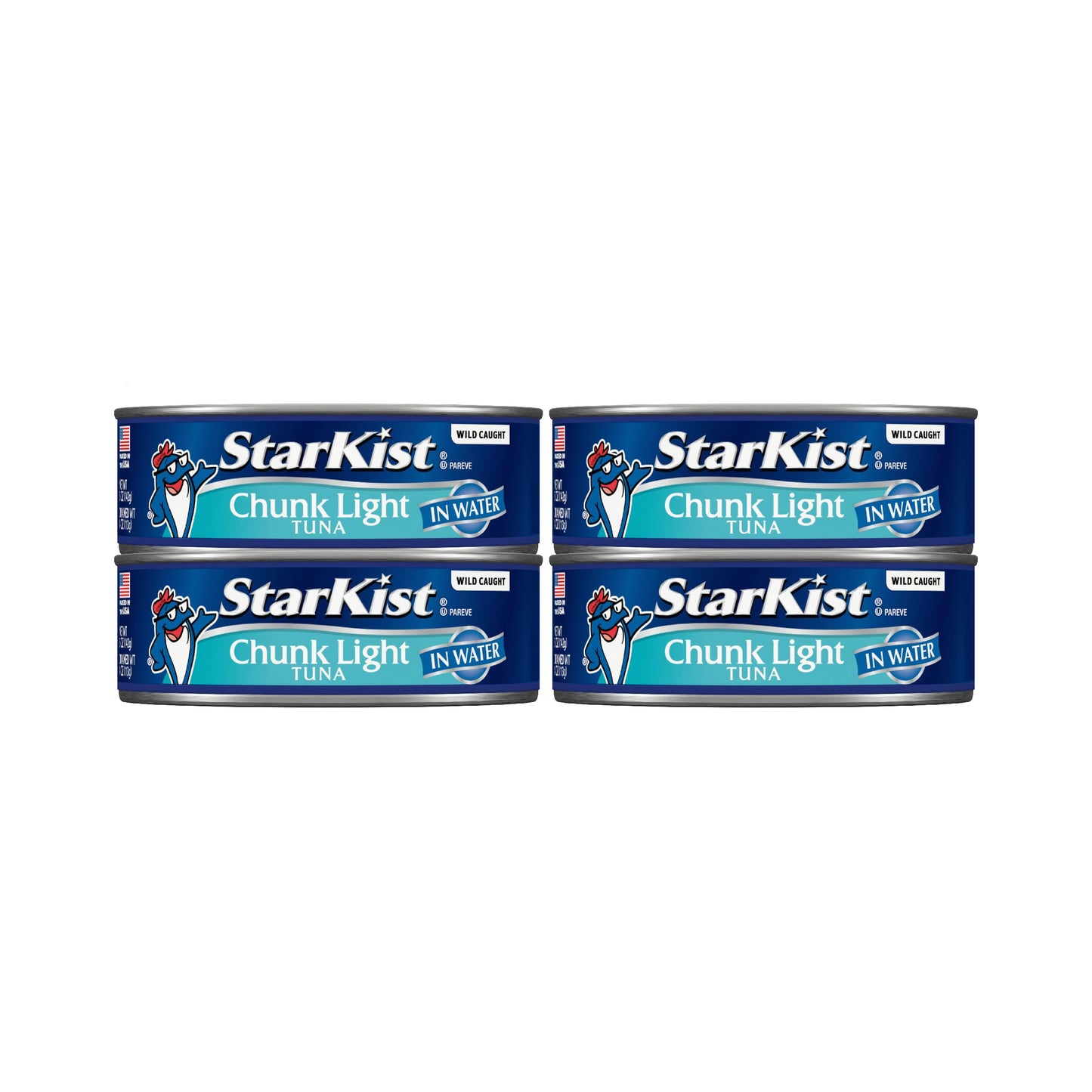 StarKist Chunk Light Tuna in Water, 5 oz (4 Pack) Canned Tuna Fish, Wild Caught, Gluten Free, Ready to Eat, Perfect for Salads, 