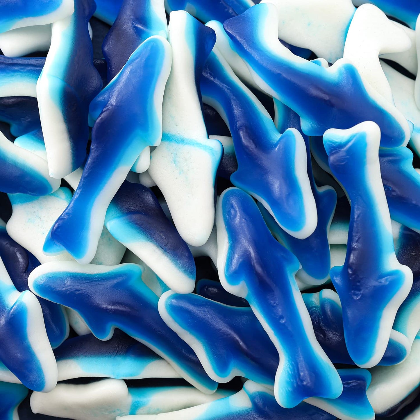 Blue Sharks Gummy Candy, Blue Raspberry Marshmallow Flavor, 2-Pound Pack