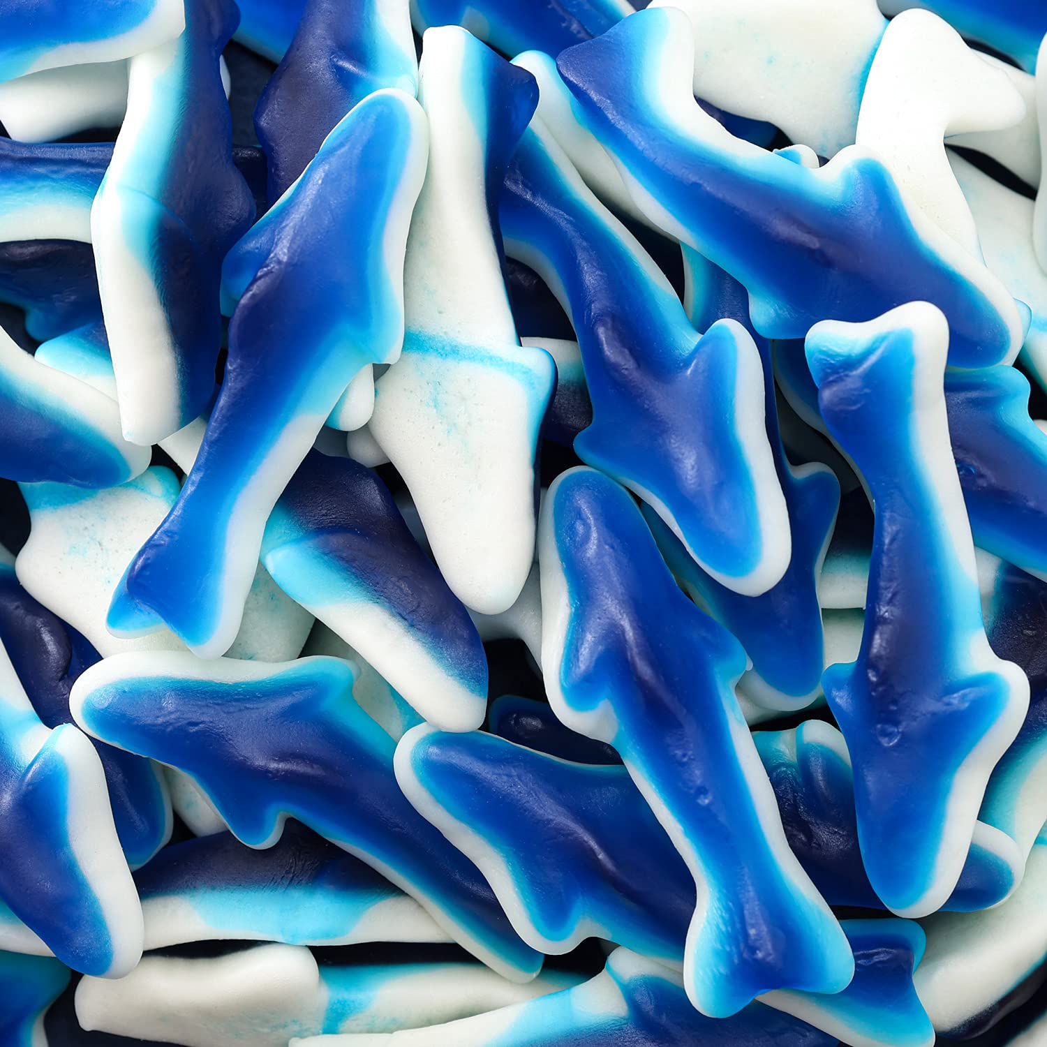 Blue Sharks Gummy Candy - 1 Pound Pack - Blue Raspberry Marshmallow Flavor