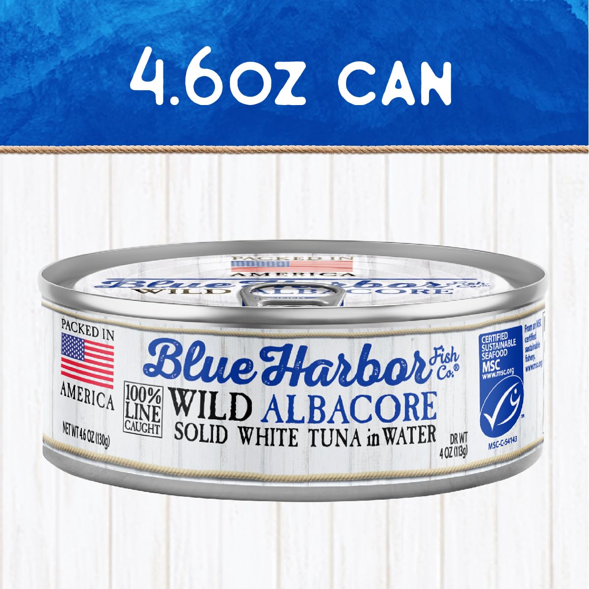 Blue Harbor Fish Co. Wild Albacore Solid White Tuna in Water with Sea Salt - 4.6 oz Can